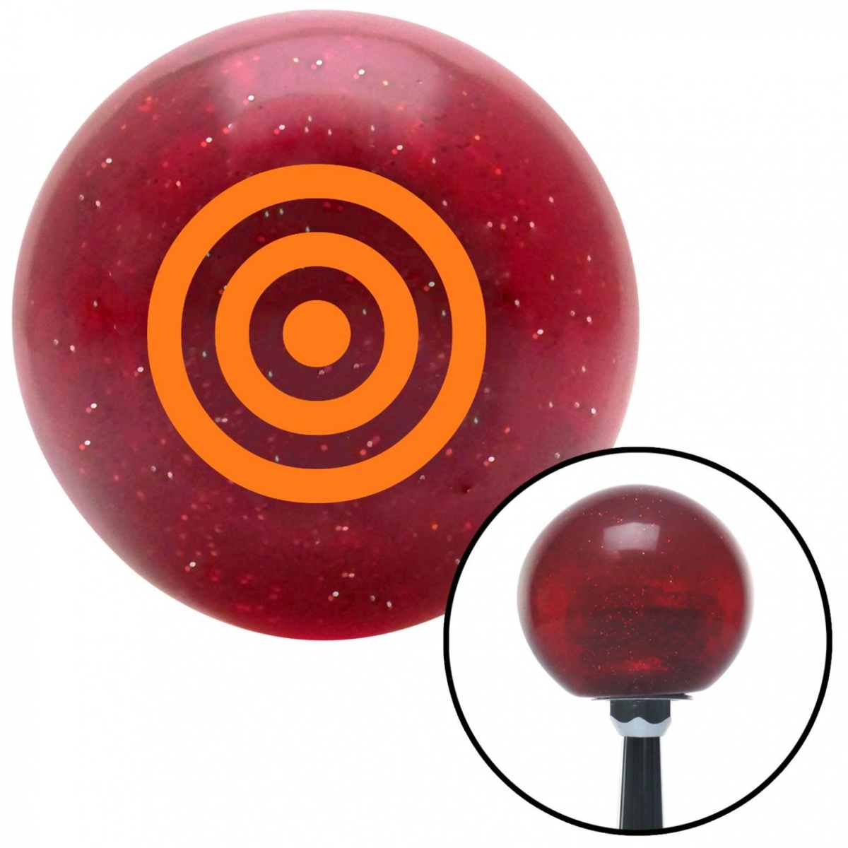 American Shifter 58666 Orange Target Red Metal Flake Shift Knob with M16 x 15 Insert Shifter Auto Manual