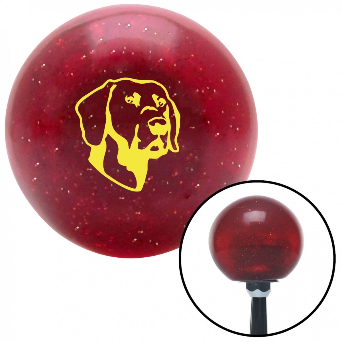 American Shifter 58756 Yellow Dog Red Metal Flake Shift Knob with M16 x 1.5 Insert Shifter Auto Manual