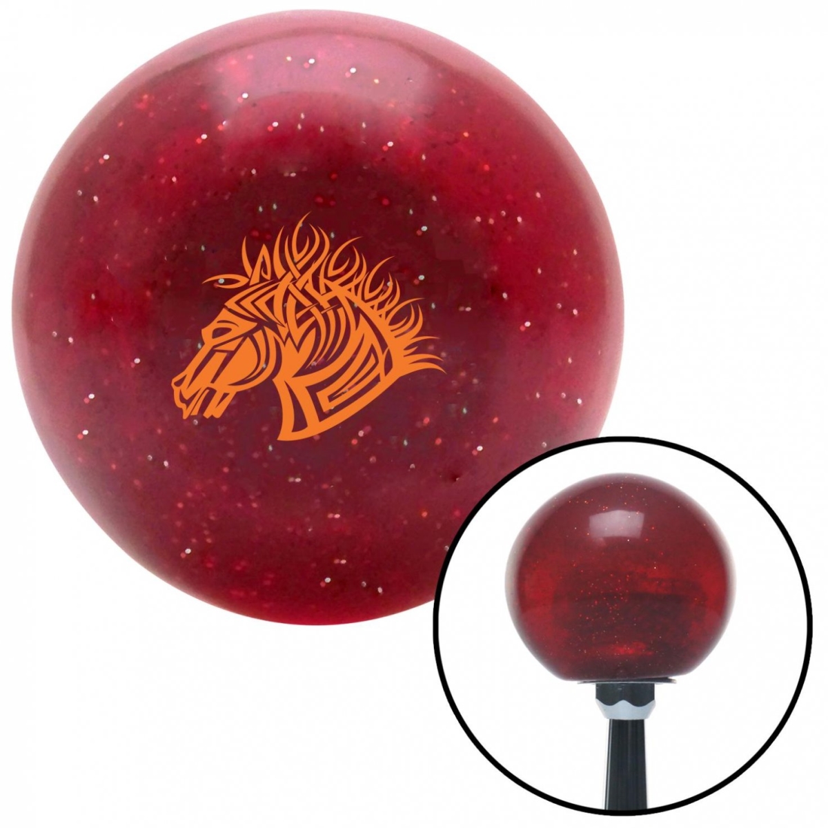 American Shifter 58816 Orange Horse Red Metal Flake Shift Knob with M16 x 1.5 Insert Shifter Auto Manual