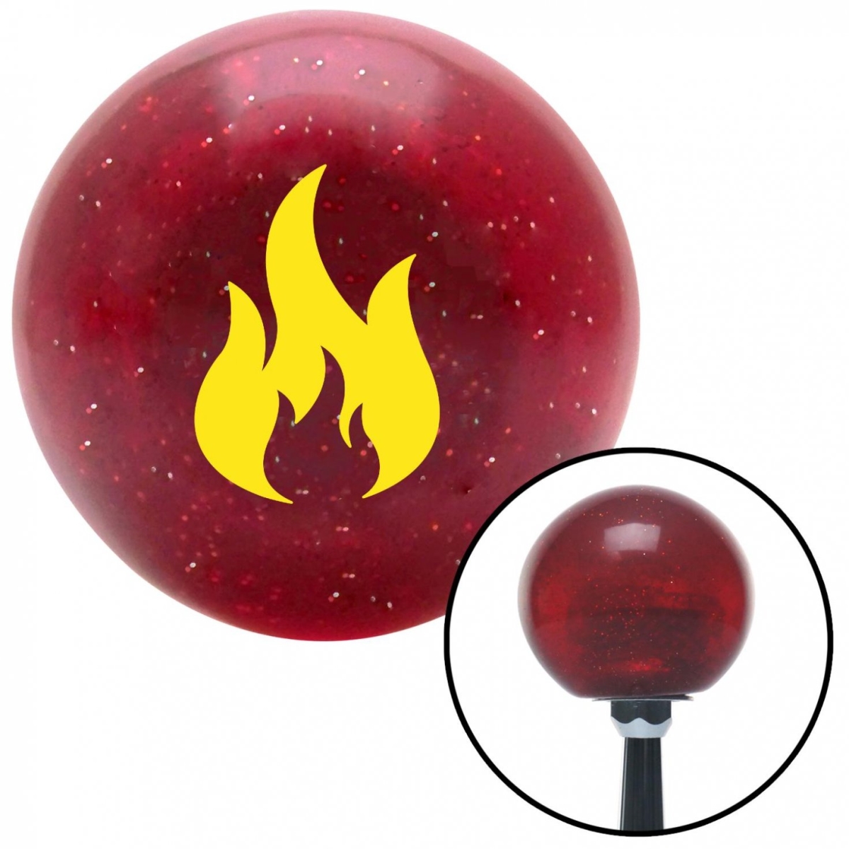 American Shifter 50581 Yellow Flames Red Metal Flake Shift Knob with M16 x 1.5 Insert Shifter Auto Manual