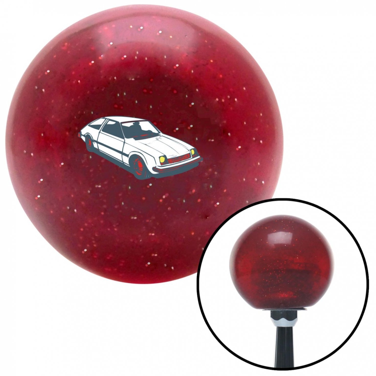 American Shifter 60100 Hatchback White Red Metal Flake Shift Knob with M16 x 1.5 Insert Shifter Auto Manual