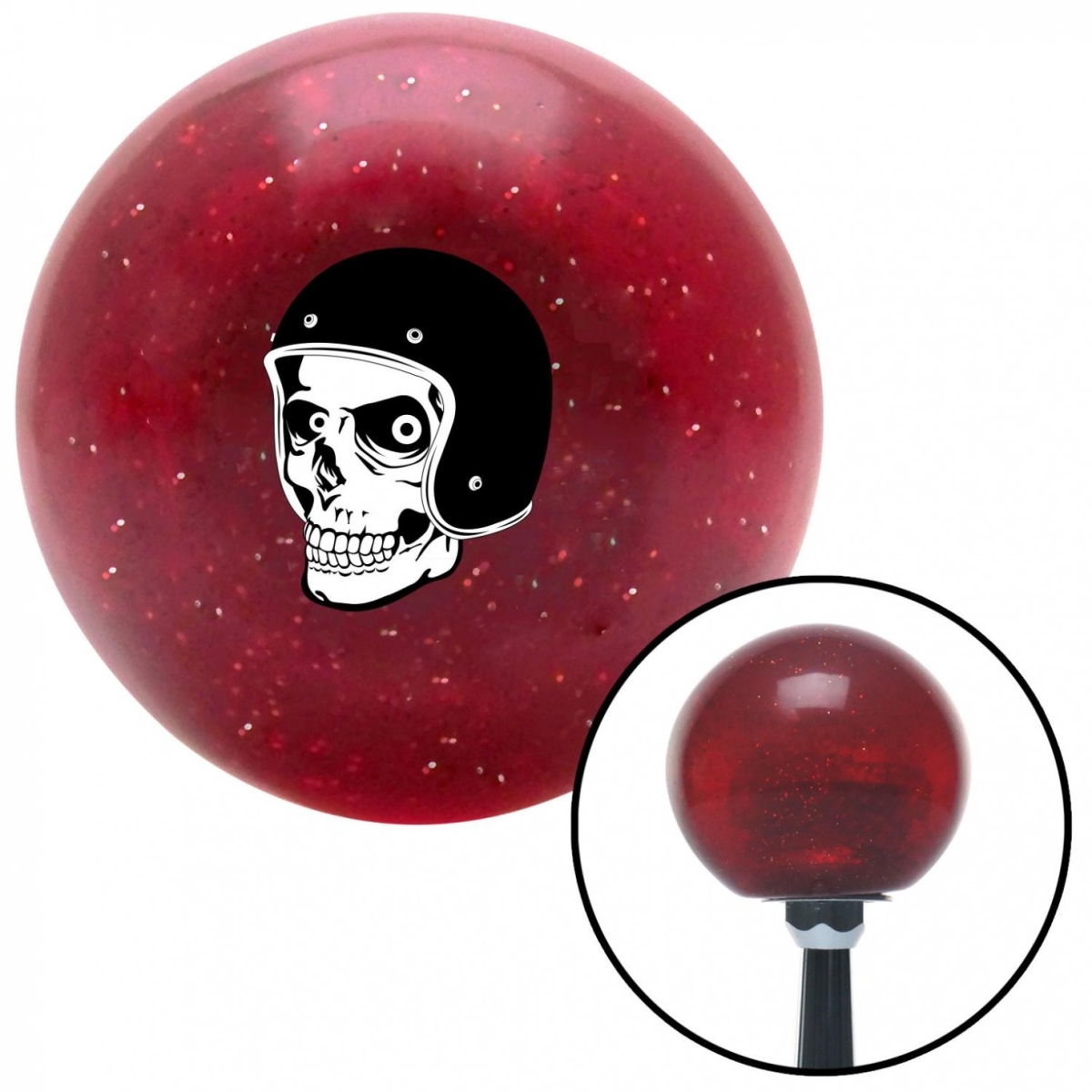 American Shifter 60114 Black Hellraiser Skull Red Metal Flake Shift Knob with M16 x 1.5 Insert Shifter