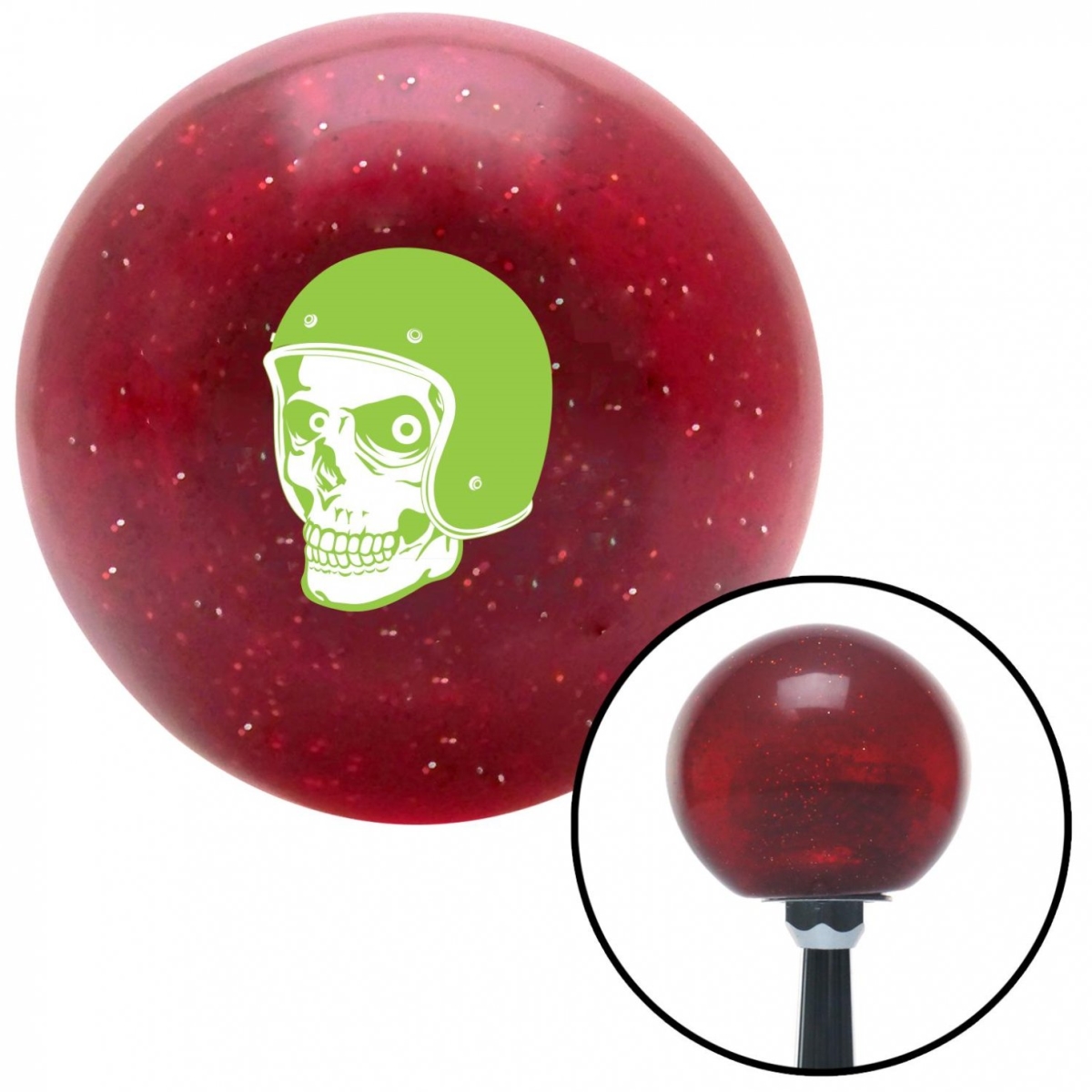 American Shifter 60116 Green Hellraiser Skull Red Metal Flake Shift Knob with M16 x 1.5 Insert Shifter