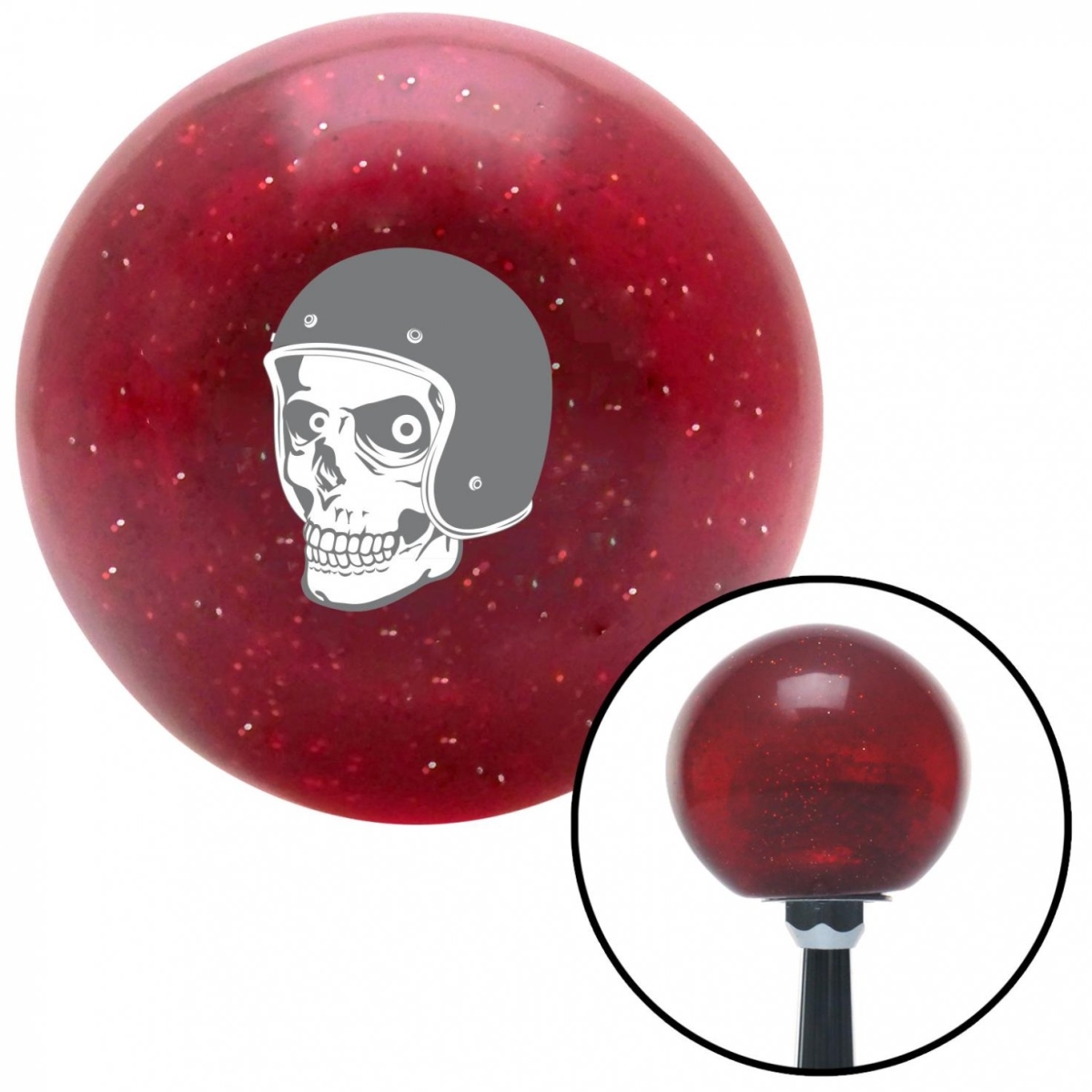 American Shifter 60117 Grey Hellraiser Skull Red Metal Flake Shift Knob with M16 x 1.5 Insert Shifter Brody