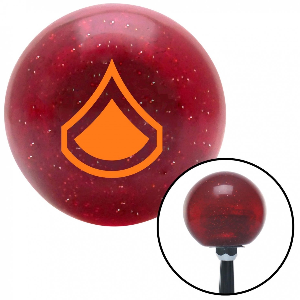 American Shifter 57980 Orange Private First Class Red Metal Flake Shift Knob with M16 x 1.5 Insert Shifter