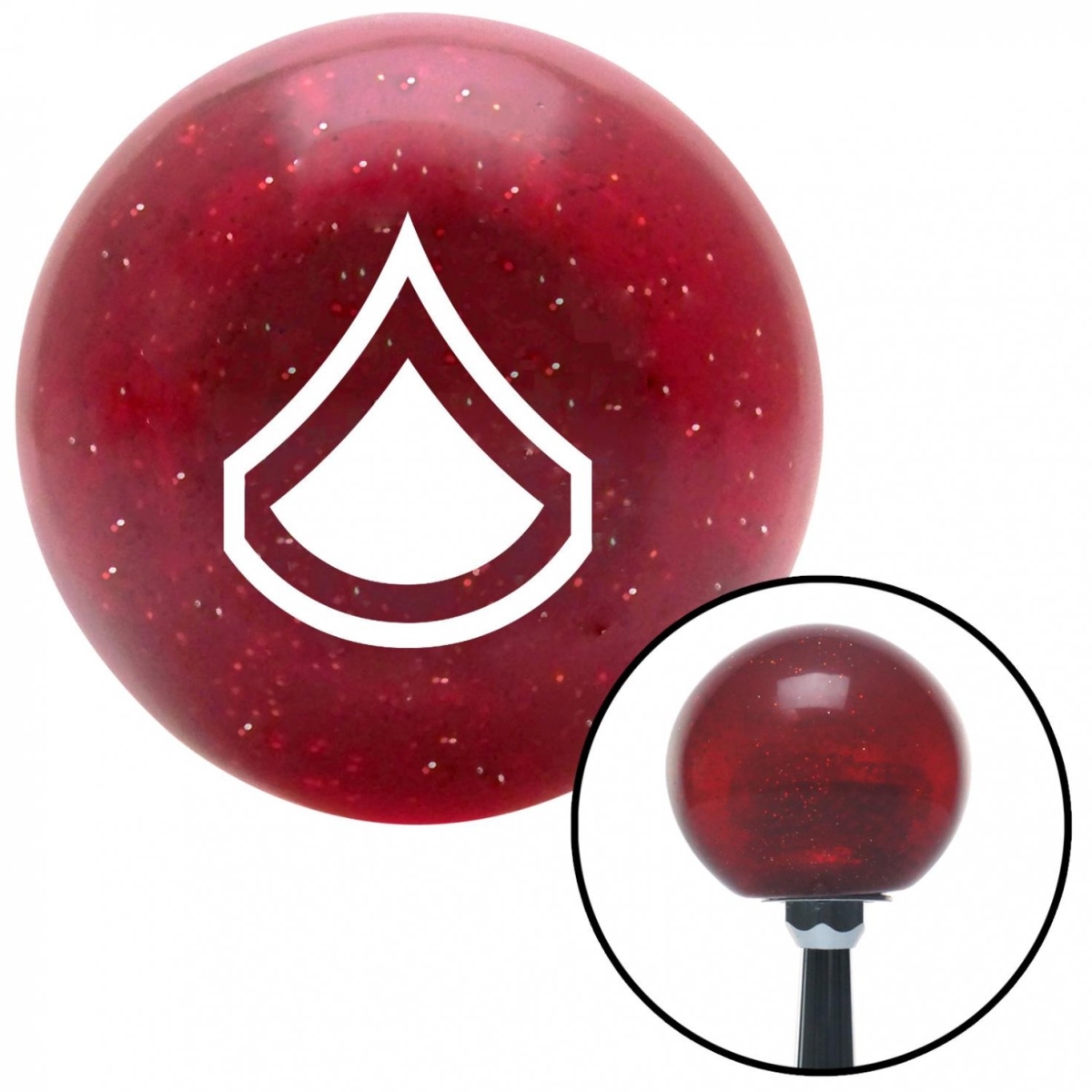 American Shifter 57983 White Private First Class Red Metal Flake Shift Knob with M16 x 1.5 Insert Shifter