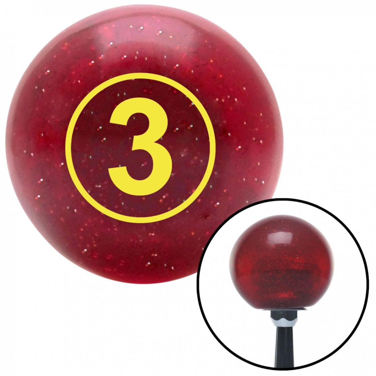 American Shifter 47479 Yellow Ball No.3 Red Metal Flake Shift Knob with M16 x 1.5 Insert Shifter Auto Manual