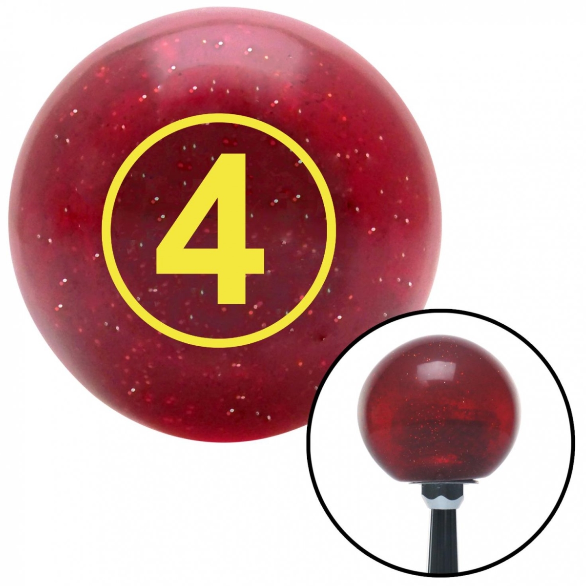 American Shifter 47487 Yellow Ball No.4 Red Metal Flake Shift Knob with M16 x 1.5 Insert Shifter Auto Manual