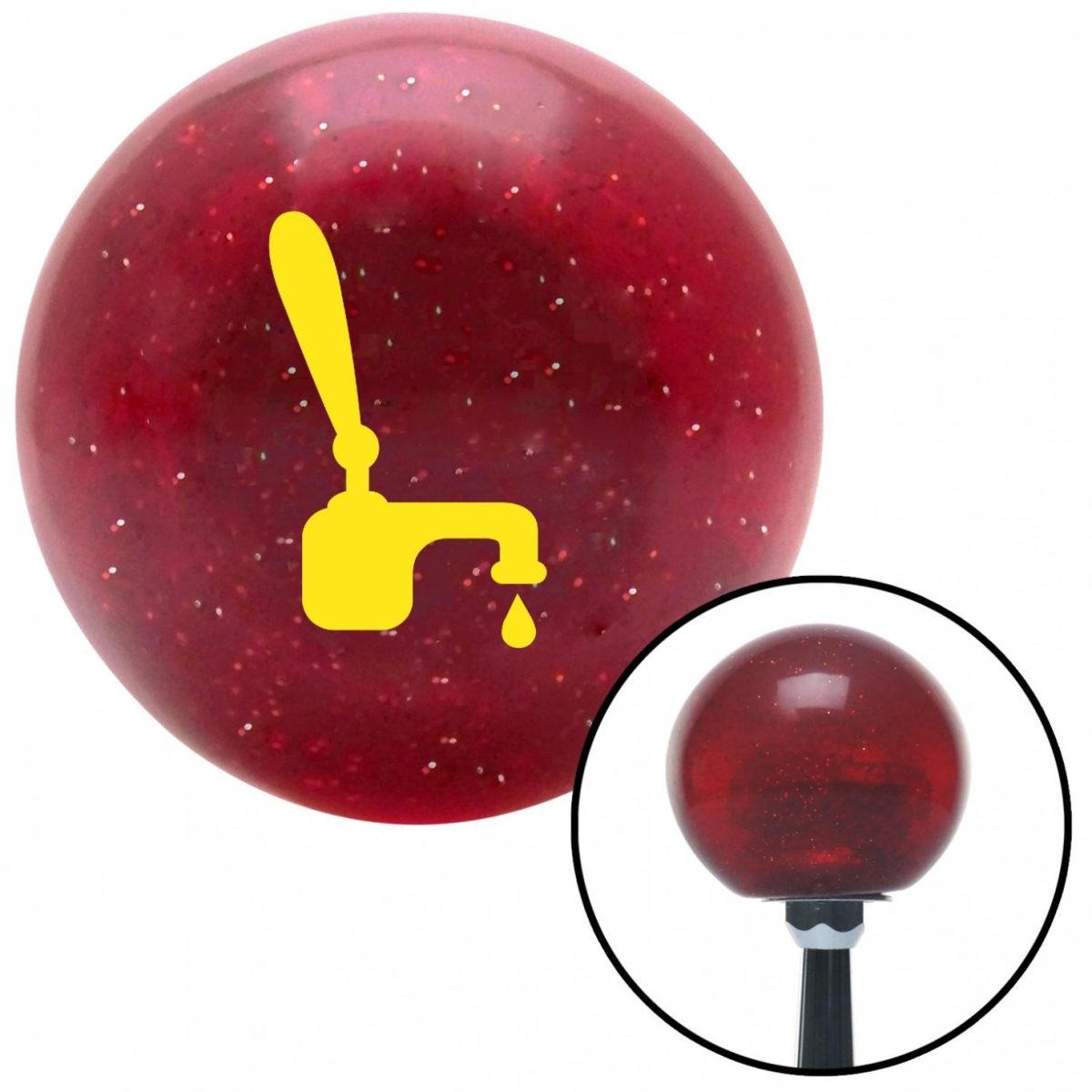 American Shifter 50667 Yellow Tap with a Drip Red Metal Flake Shift Knob with M16 x 1.5 Insert Shifter Auto