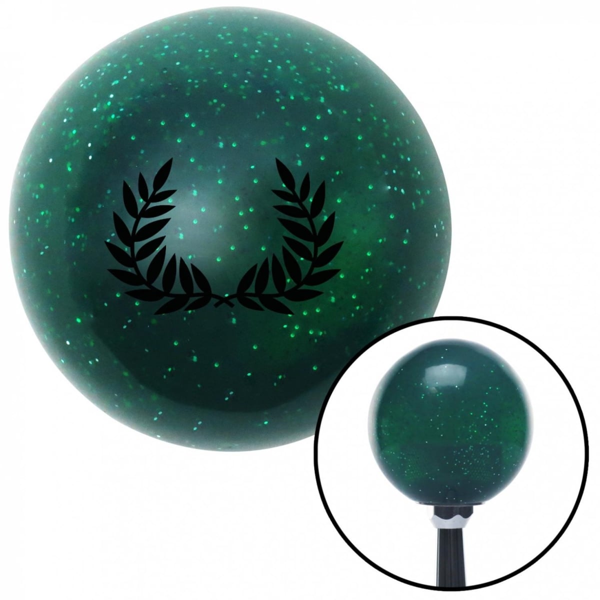 American Shifter 60310 Black 2 Branches Pointing Up Green Metal Flake Shift Knob with M16 x 1.5 Insert