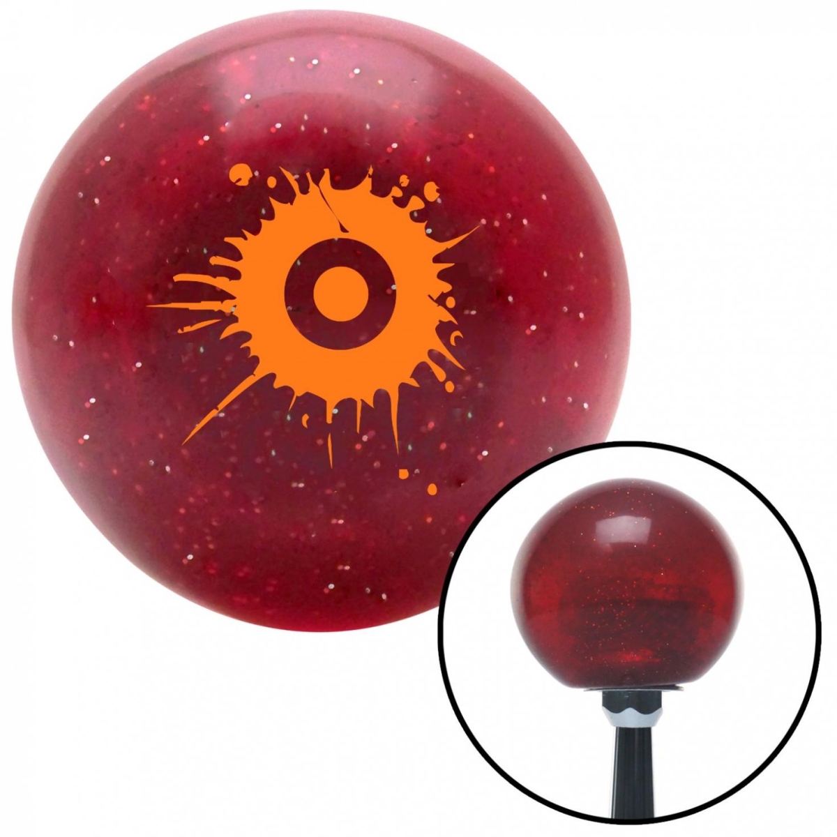 American Shifter 56618 Orange Target with Splatter Red Metal Flake Shift Knob with M16 x 1.5 Insert Shifter