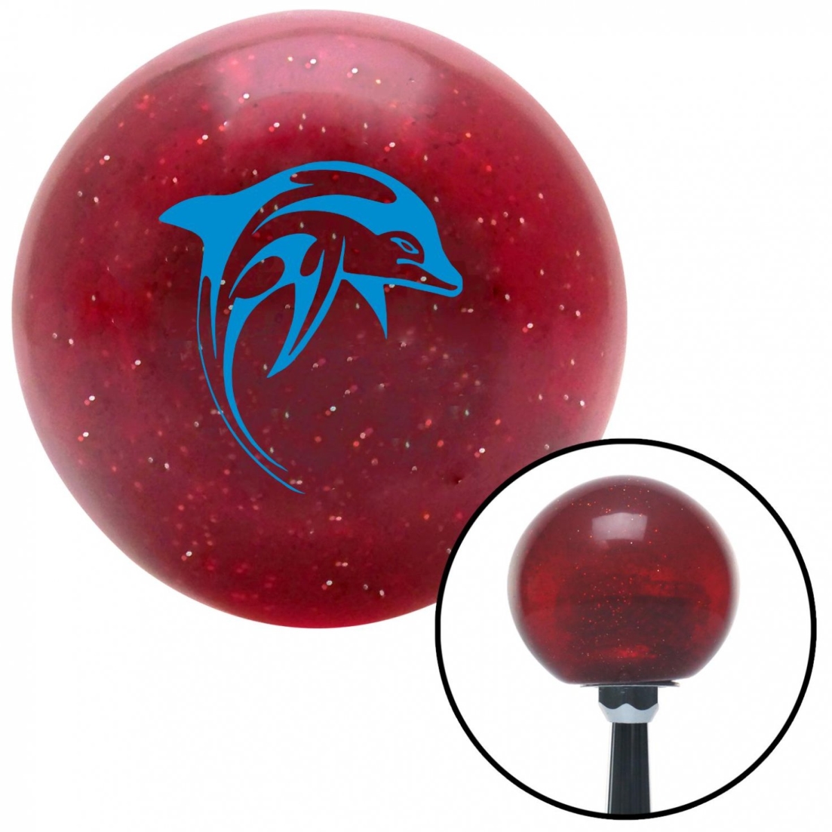 American Shifter 56786 Blue Artistic Dolphin Red Metal Flake Shift Knob with M16 x 1.5 Insert Shifter Auto