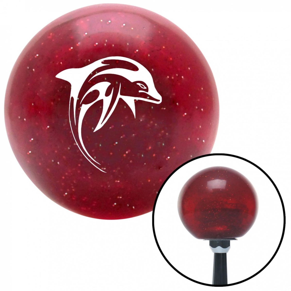 American Shifter 56791 White Artistic Dolphin Red Metal Flake Shift Knob with M16 x 1.5 Insert Shifter