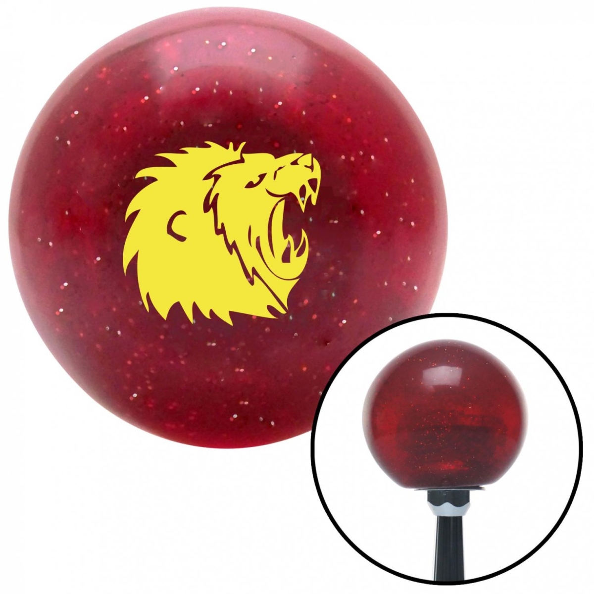 American Shifter 58853 Yellow Lion Red Metal Flake Shift Knob with M16 x 1.5 Insert Shifter Auto Manual