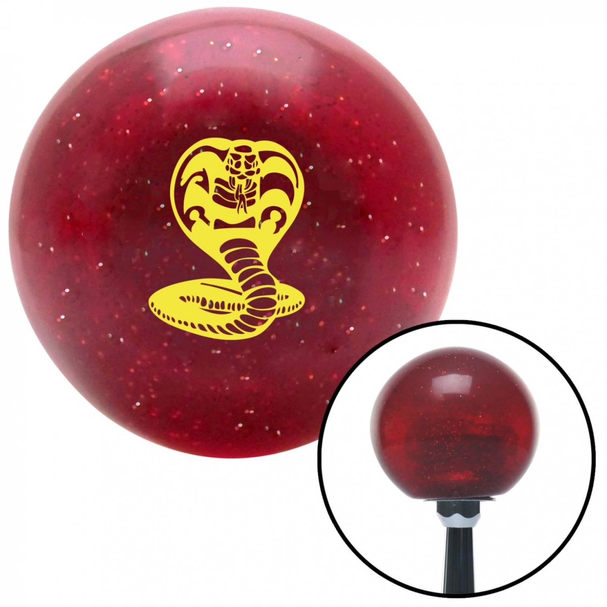 American Shifter 58972 Yellow King Cobra Red Metal Flake Shift Knob with M16 x 1.5 Insert Shifter Auto