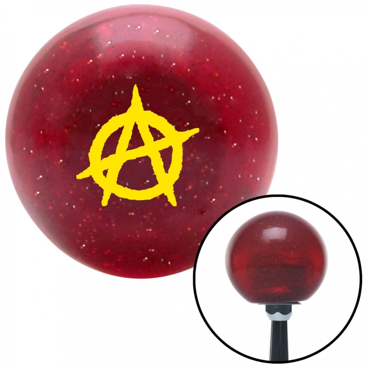 American Shifter 59818 Yellow Anarchy Red Metal Flake Shift Knob with M16 x 1.5 Insert Shifter Auto Manual