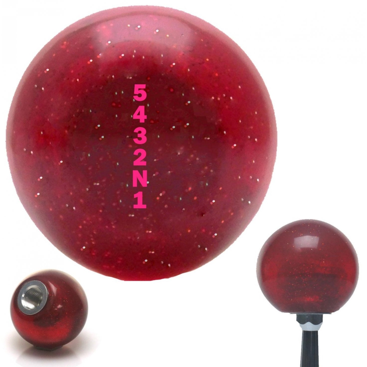 American Shifter 59962 Pink 5432N1 Shift Pattern Red Metal Flake Shift Knob with M16 x 1.5 Insert Shifter