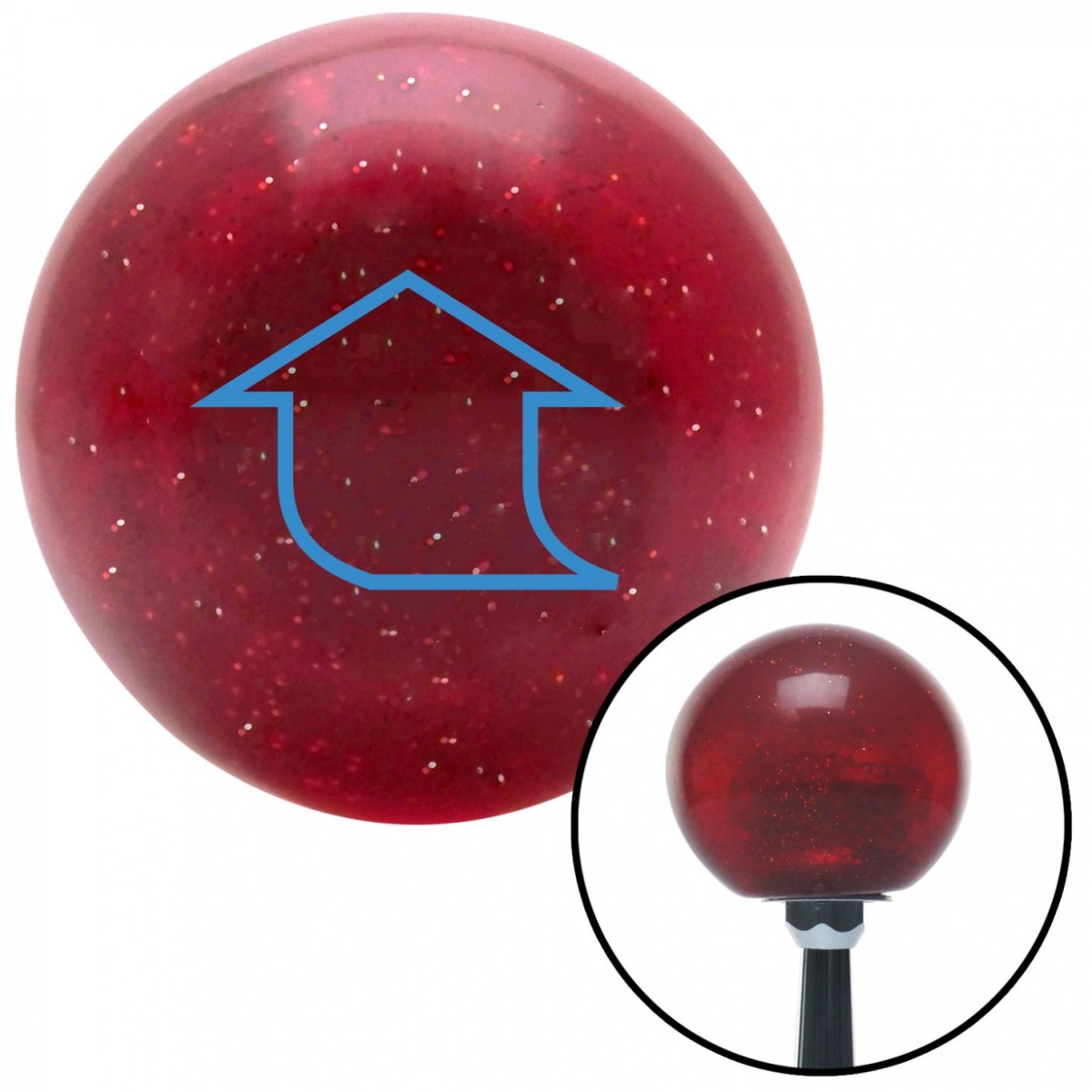 American Shifter 49099 Blue Fat Empty Arrow Up Red Metal Flake Shift Knob with M16 x 1.5 Insert Shifter