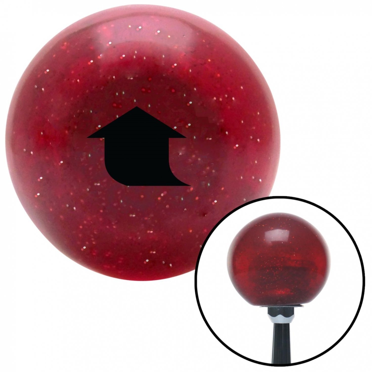 American Shifter 49117 Black Fat Solid Arrow Up Red Metal Flake Shift Knob with M16 x 1.5 Insert Shifter