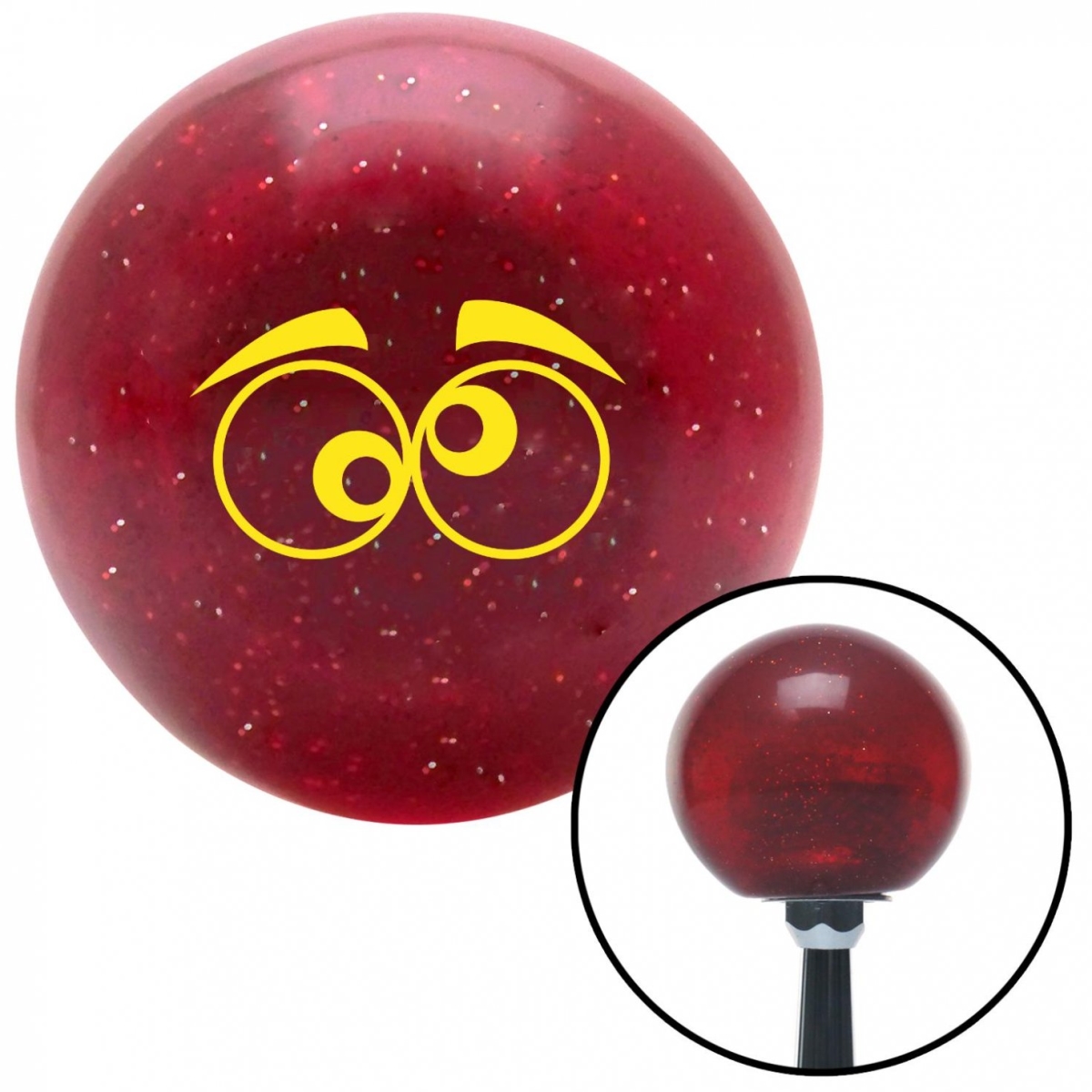 American Shifter 50469 Yellow Funny Eyes Red Metal Flake Shift Knob with M16 x 1.5 Insert Shifter Auto