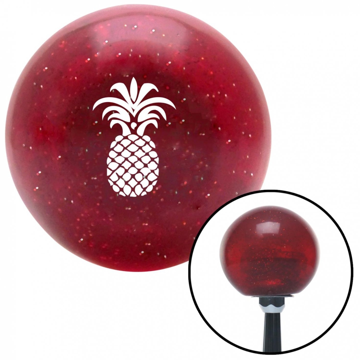 American Shifter 50690 White Pineapple Red Metal Flake Shift Knob with M16 x 1.5 Insert Shifter Auto Brody