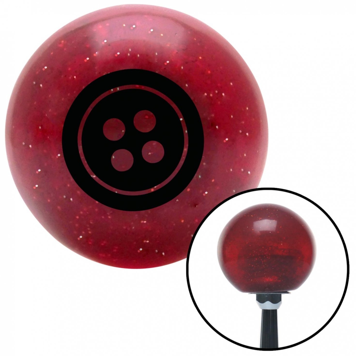 American Shifter 50709 Black Four Hole Button Red Metal Flake Shift Knob with M16 x 1.5 Insert Shifter