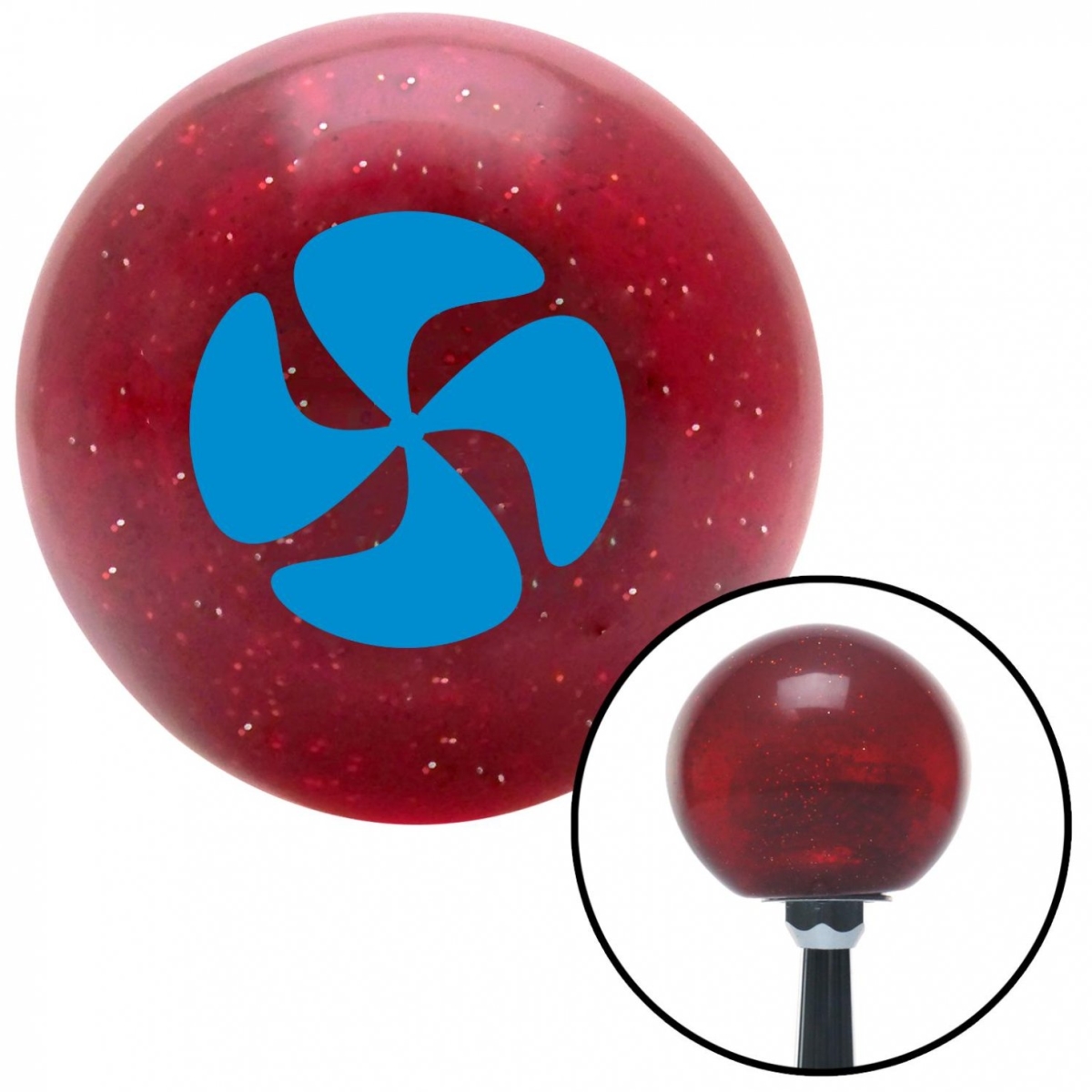 American Shifter 50734 Blue Swirling Fan Red Metal Flake Shift Knob with M16 x 1.5 Insert Shifter Auto