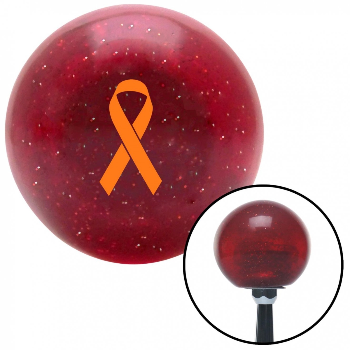 American Shifter 50776 Orange Ribbon with Overlap Red Metal Flake Shift Knob with M16 x 1.5 Insert Shifter