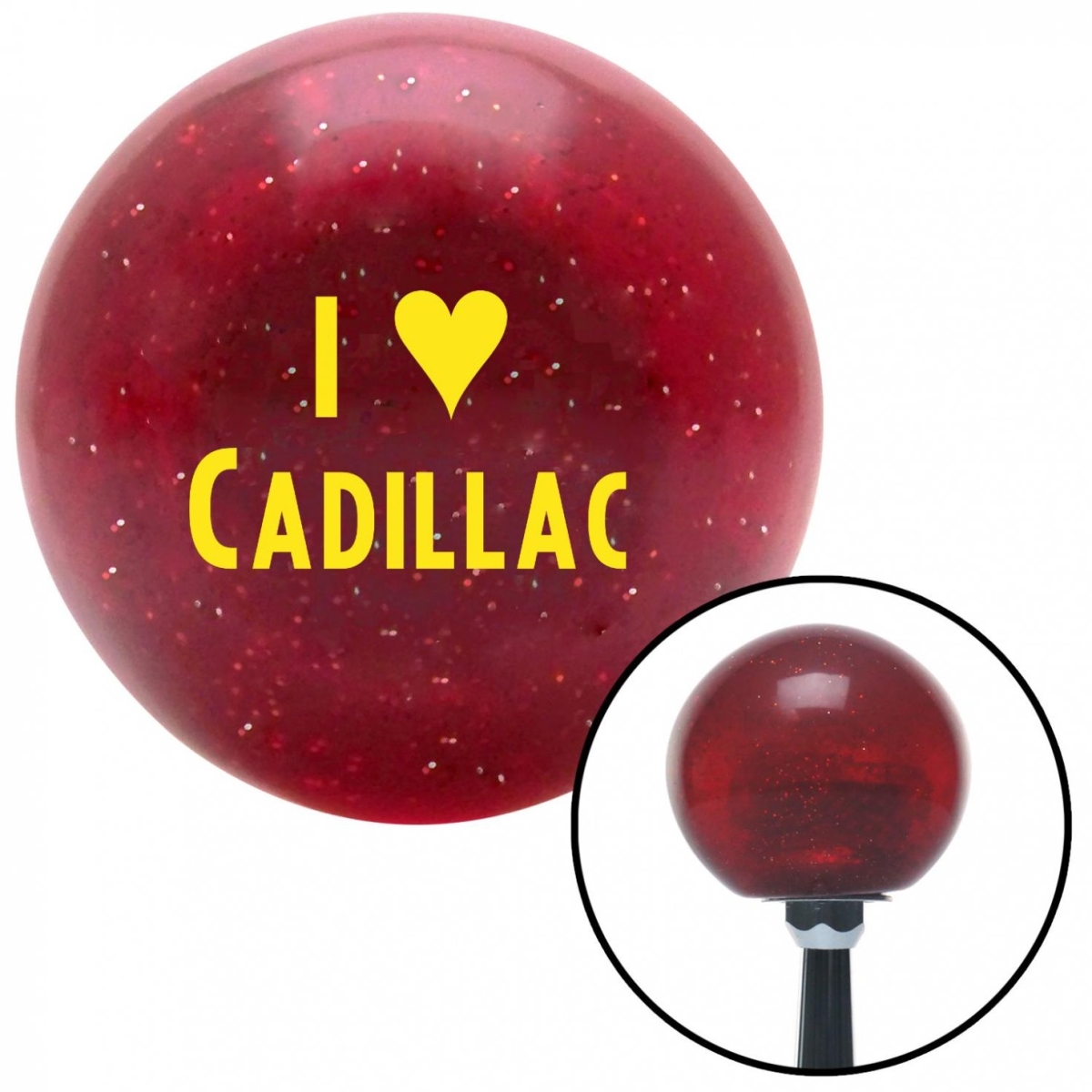 American Shifter 51108 Yellow I 3 CADILLAC Red Metal Flake Shift Knob with M16 x 1.5 Insert Shifter Auto