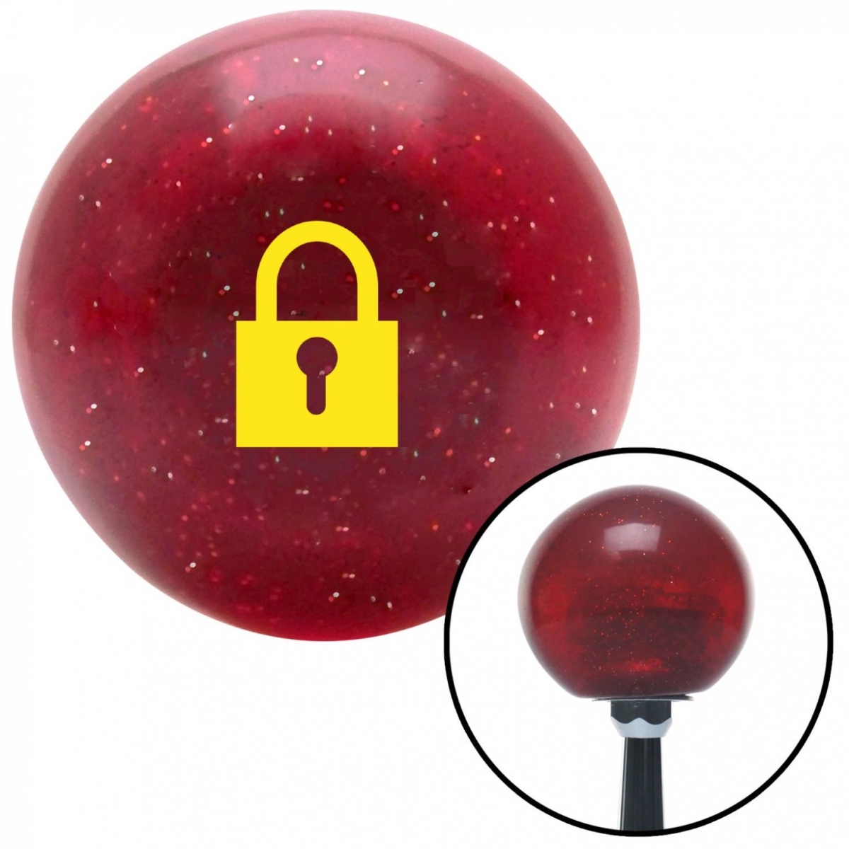 American Shifter 55934 Yellow Locked Lock Red Metal Flake Shift Knob with M16 x 1.5 Insert Shifter Auto