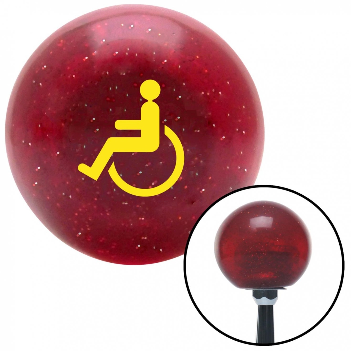 American Shifter 56088 Yellow Wheelchair Red Metal Flake Shift Knob with M16 x 1.5 Insert Shifter Auto