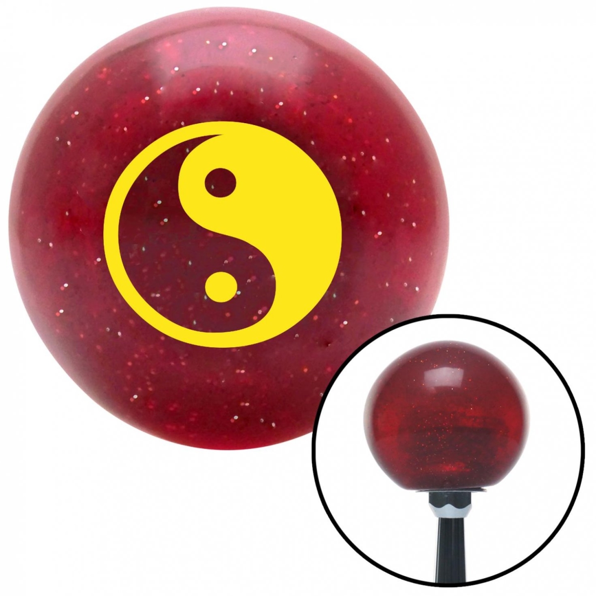 American Shifter 56112 Yellow Yin & Yang Red Metal Flake Shift Knob with M16 x 1.5 Insert Thread Shifter Auto