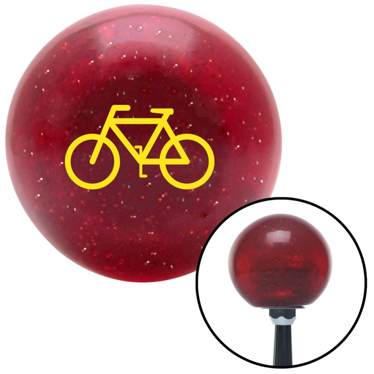 American Shifter 56412 Yellow Bicycle Red Metal Flake Shift Knob with M16 x 1.5 Insert Shifter Auto Manual