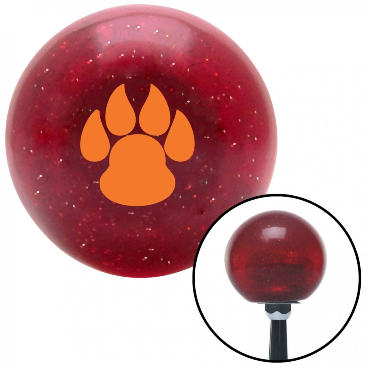 American Shifter 58922 Orange Pawprint Sharp Red Metal Flake Shift Knob with M16 x 1.5 Insert Shifter Auto