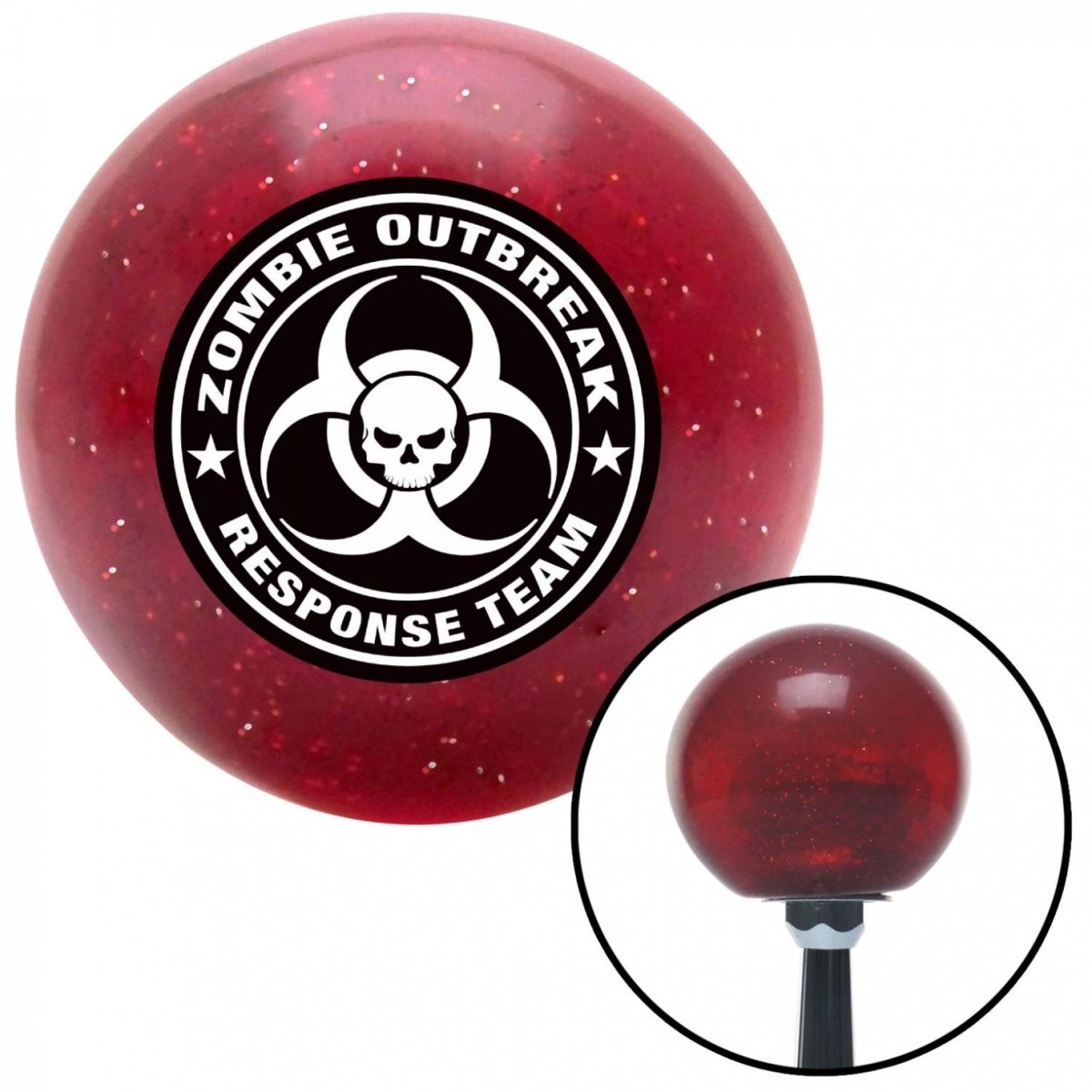American Shifter 59806 Black Zombie Outbreak Response Red Metal Flake Shift Knob with M16 x 1.5 Insert