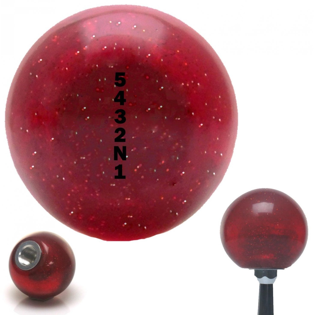 American Shifter 59954 Black 5432N1 Shift Pattern Red Metal Flake Shift Knob with M16 x 1.5 Insert Auto