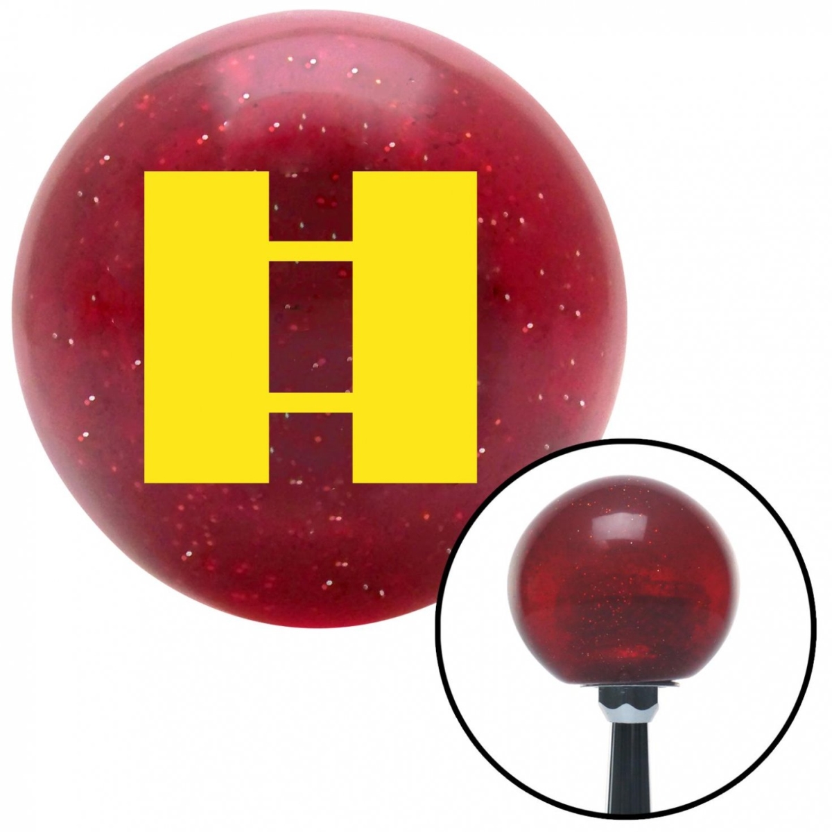 American Shifter 57896 Yellow Officer 03 Red Metal Flake Shift Knob with M16 x 1.5 Insert Shifter Auto