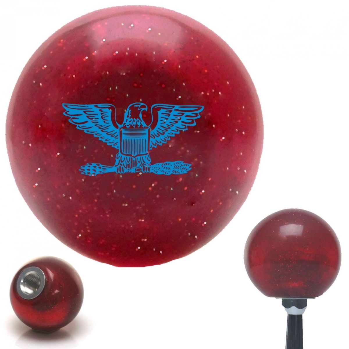 American Shifter 58162 Blue Coast Guard Captain Eagle Red Metal Flake Shift Knob with M16 x 1.5 Insert