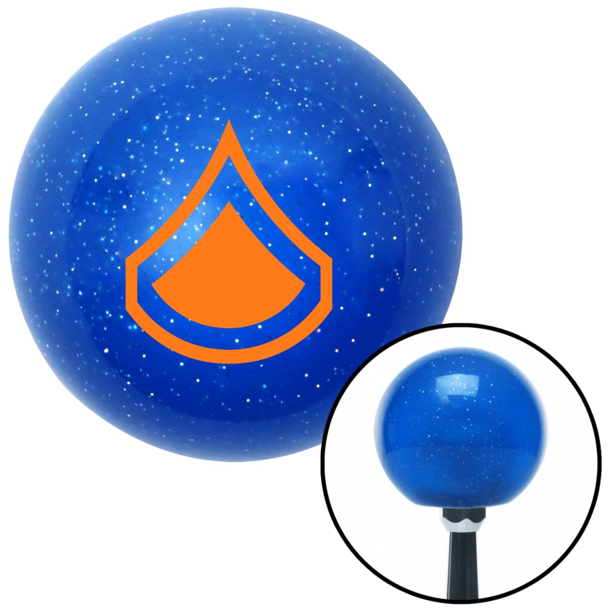 American Shifter 26066 Orange Private First Class Blue Metal Flake Shift Knob with M16 x 1.5 Insert Auto