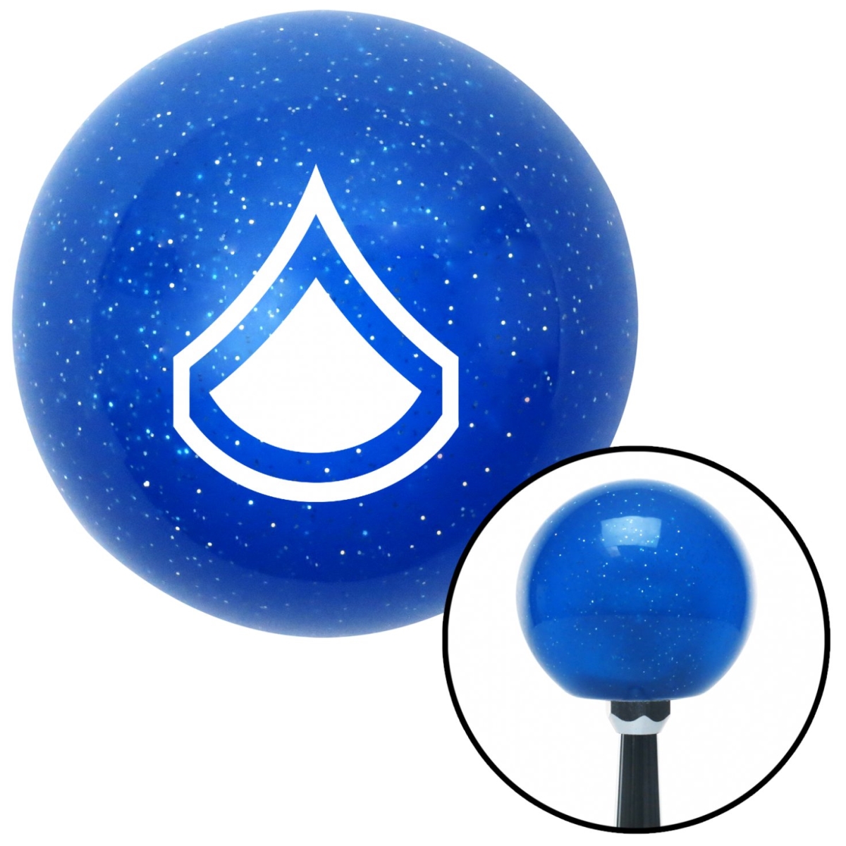 American Shifter 26069 White Private First Class Blue Metal Flake Shift Knob with M16 x 1.5 Insert Shifter