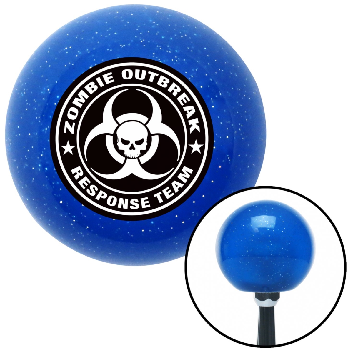 American Shifter 27699 Black Zombie Outbreak Response Blue Metal Flake Shift Knob with M16 x 1.5 Insert