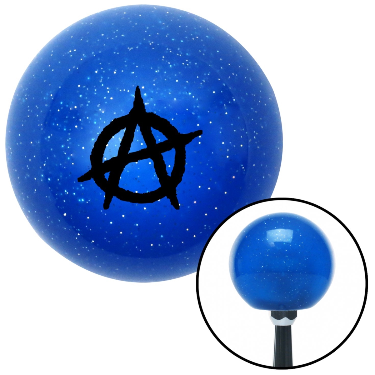 American Shifter 27704 Black Anarchy Blue Metal Flake Shift Knob with M16 x 1.5 Insert Shifter Auto Manual
