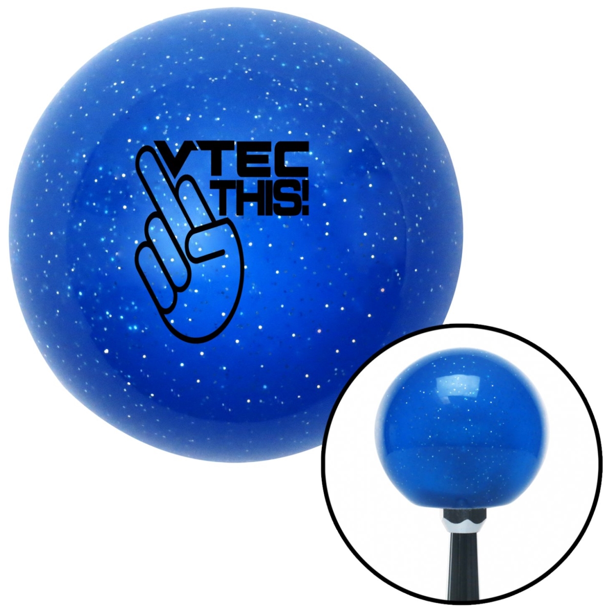 American Shifter 27841 Black Vtec This Blue Metal Flake Shift Knob with M16 x 1.5 Insert Shifter Auto