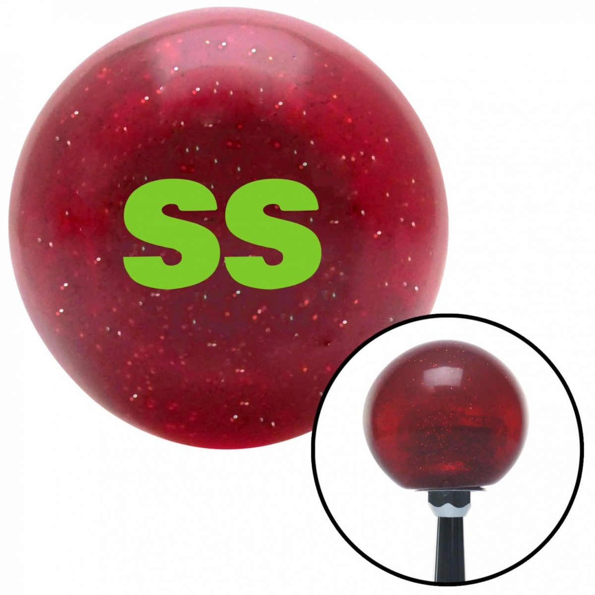 American Shifter 54648 Green SS Red Metal Flake Shift Knob with M16 x 1.5 Insert Shifter Auto Manual Brody