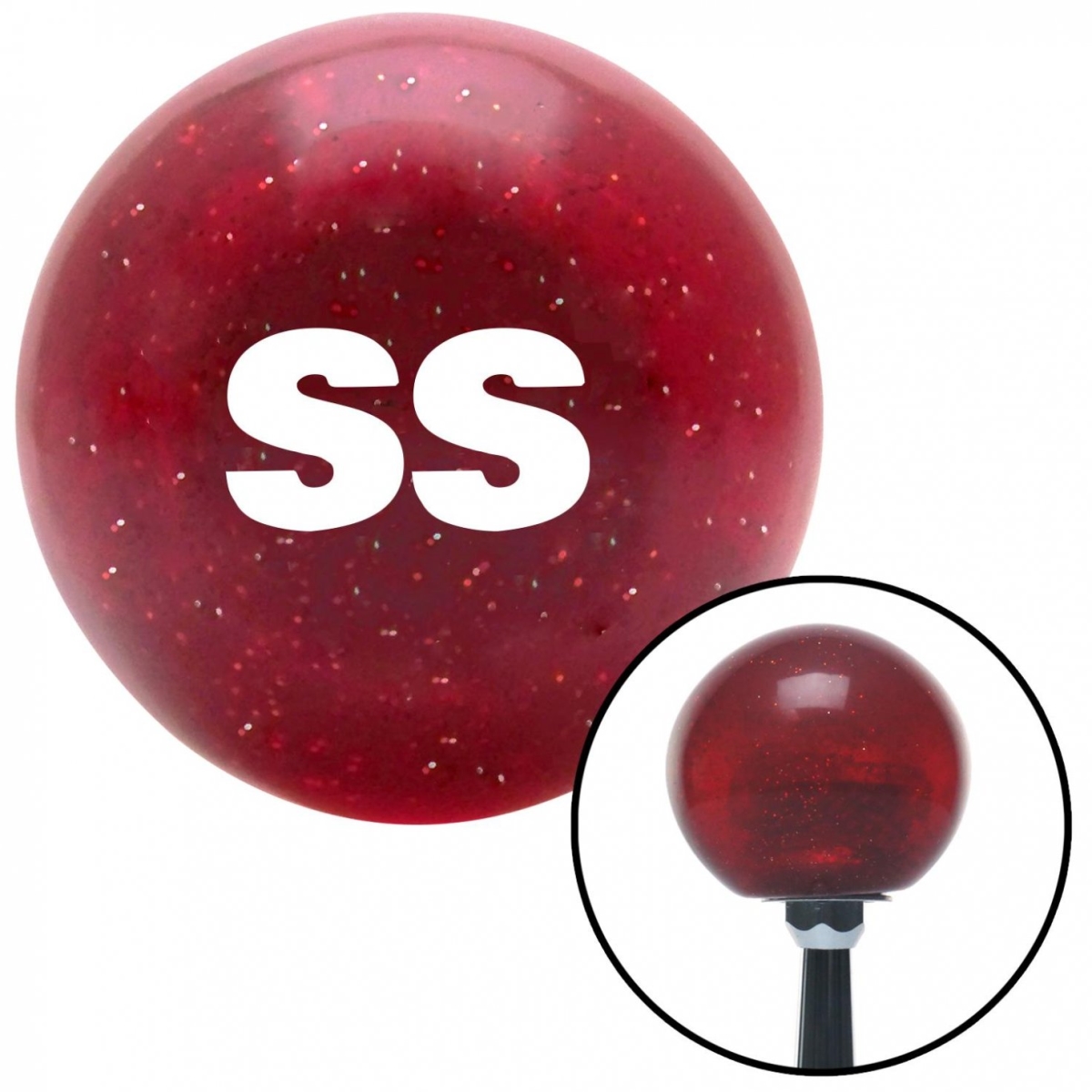 American Shifter 54652 White SS Red Metal Flake Shift Knob with M16 x 1.5 Insert Shifter Auto Manual Brody