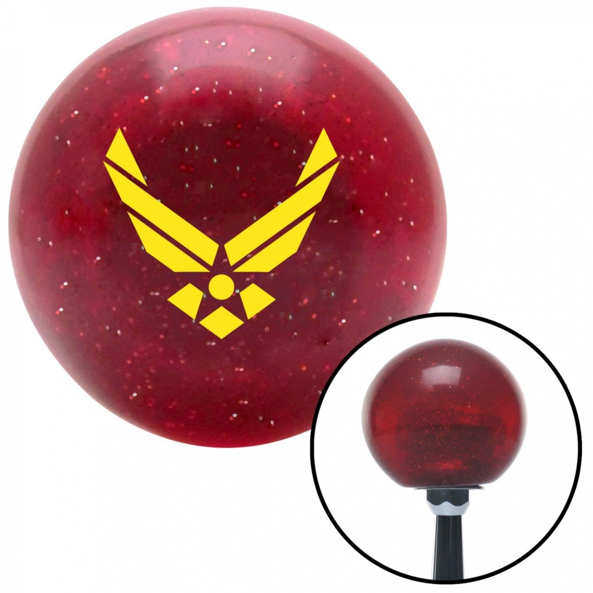 American Shifter 53694 Yellow The Air Force Symbol Red Metal Flake Shift Knob with M16 x 1.5 Insert Auto
