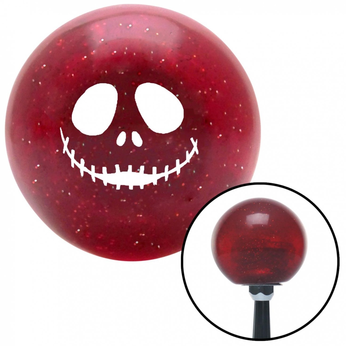 American Shifter 54644 White Jack O Lantern Face Red Metal Flake Shift Knob with M16 x 1.5 Insert Shifter