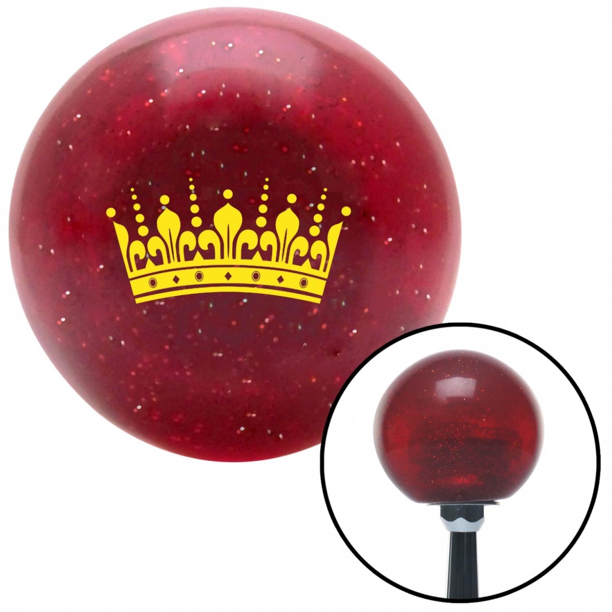American Shifter 50980 Yellow Queens Crown Red Metal Flake Shift Knob with M16 x 1.5 Insert Shifter Auto