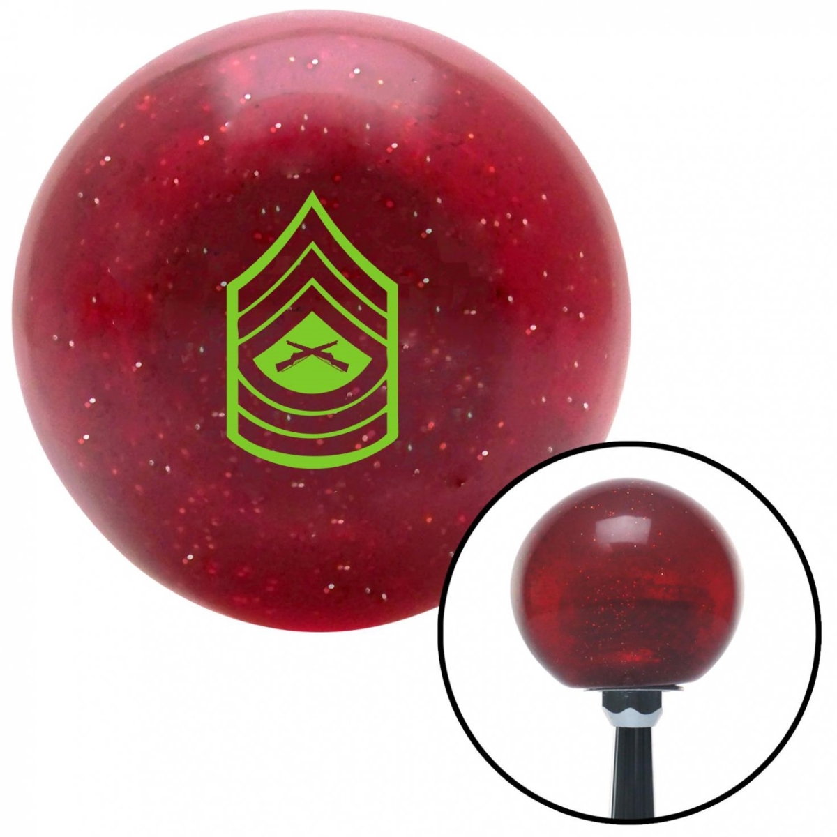 American Shifter 58316 Green 07 Master Sergeant Red Metal Flake Shift Knob with M16 x 1.5 Insert Shifter