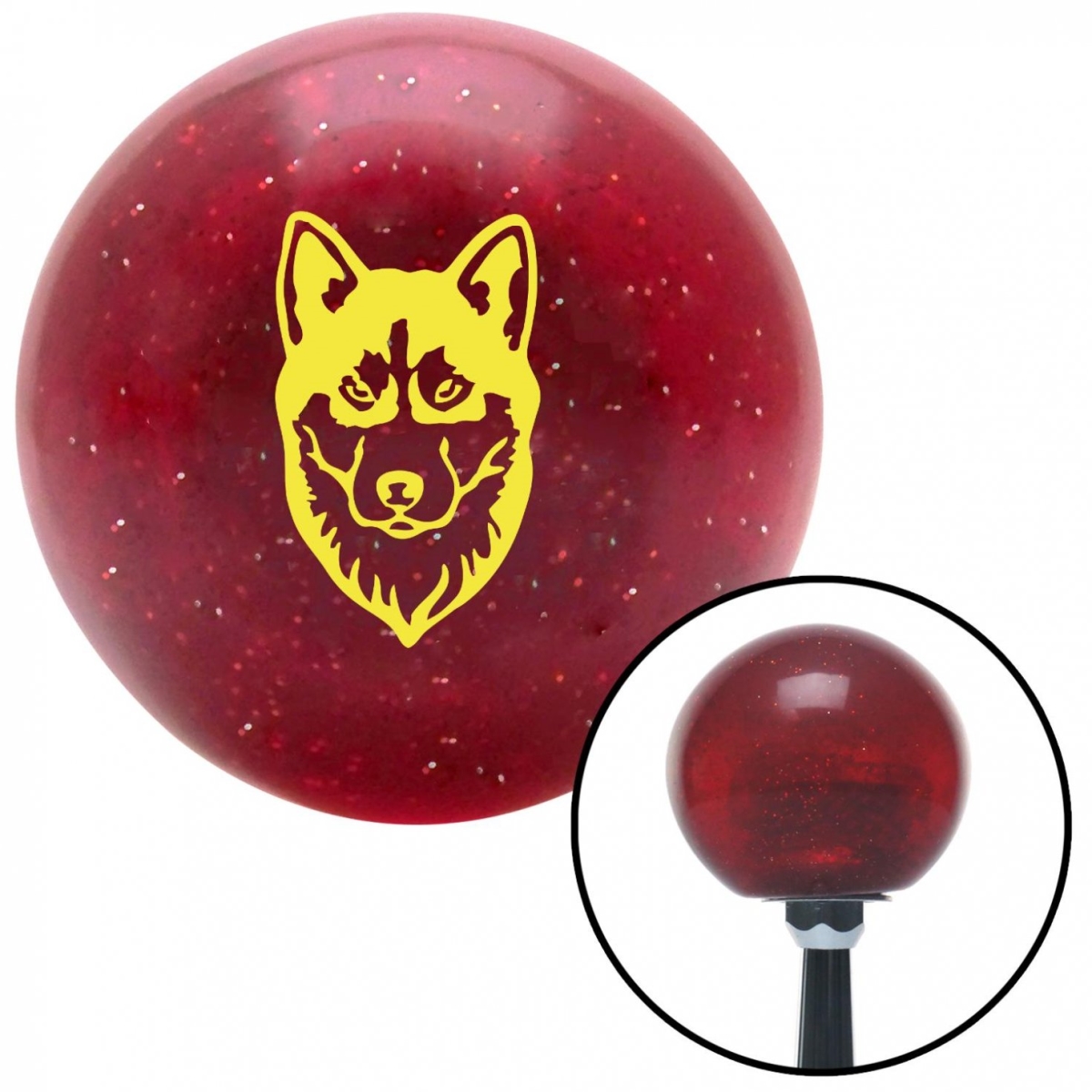 American Shifter 58747 Yellow Husky Red Metal Flake Shift Knob with M16 x 1.5 Insert Shifter Auto Manual